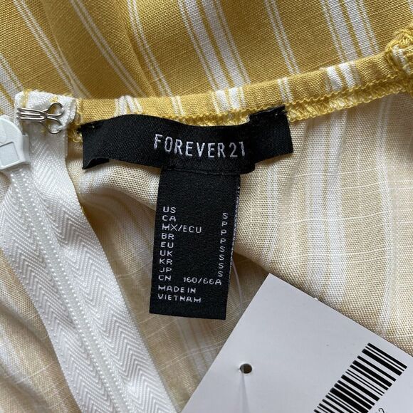 FOREVER 21 Womens Yellow Cream Striped Knotted Jumpsuit NEW Wide-Leg Sz Small S - Picture 11 of 12